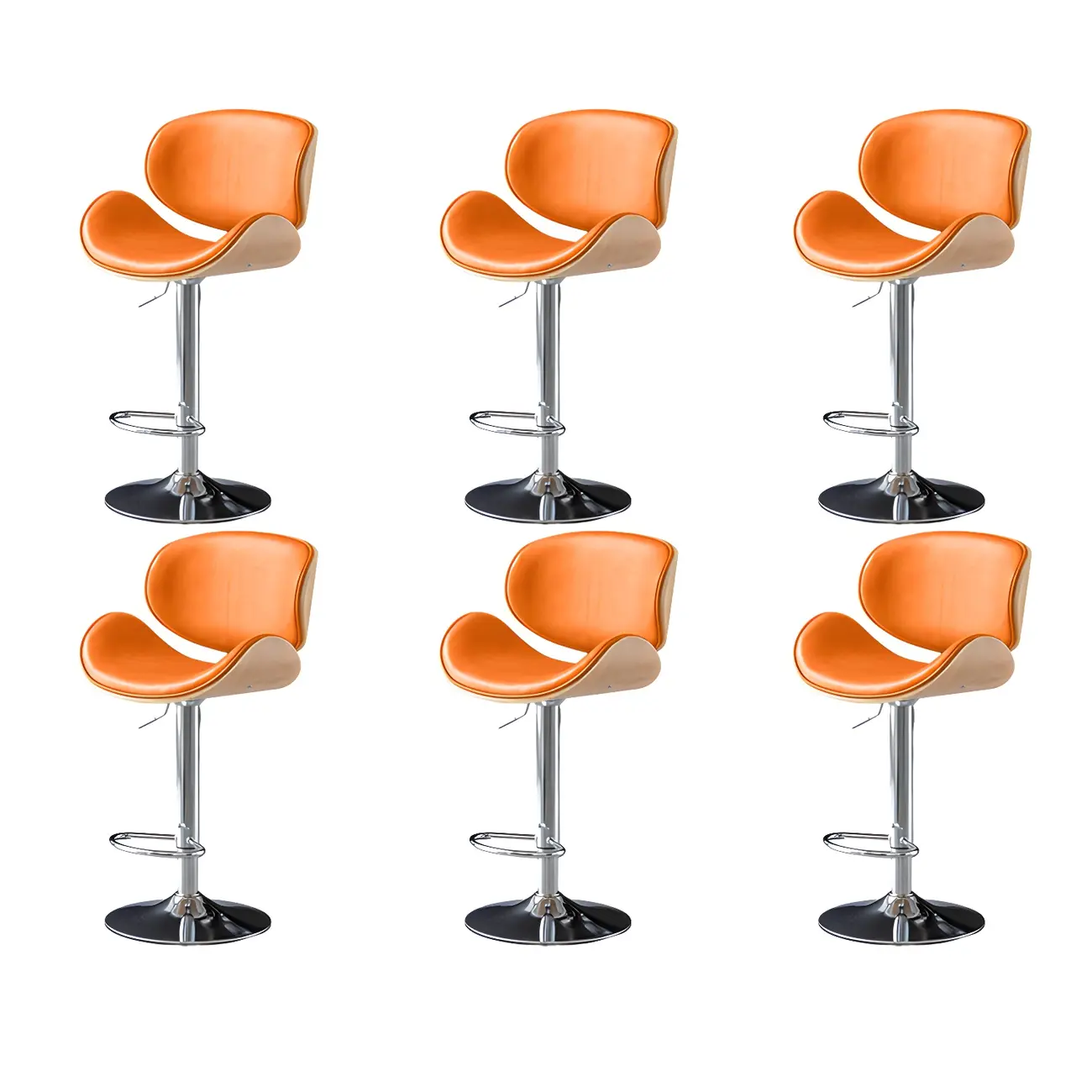 Arched Blackish Green Leather Swivel Adjustable Bar Stool