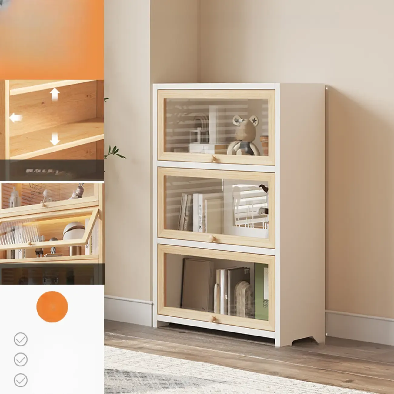 Classic Natural Finish Solid Wood 5-Shelf Display Bookcase