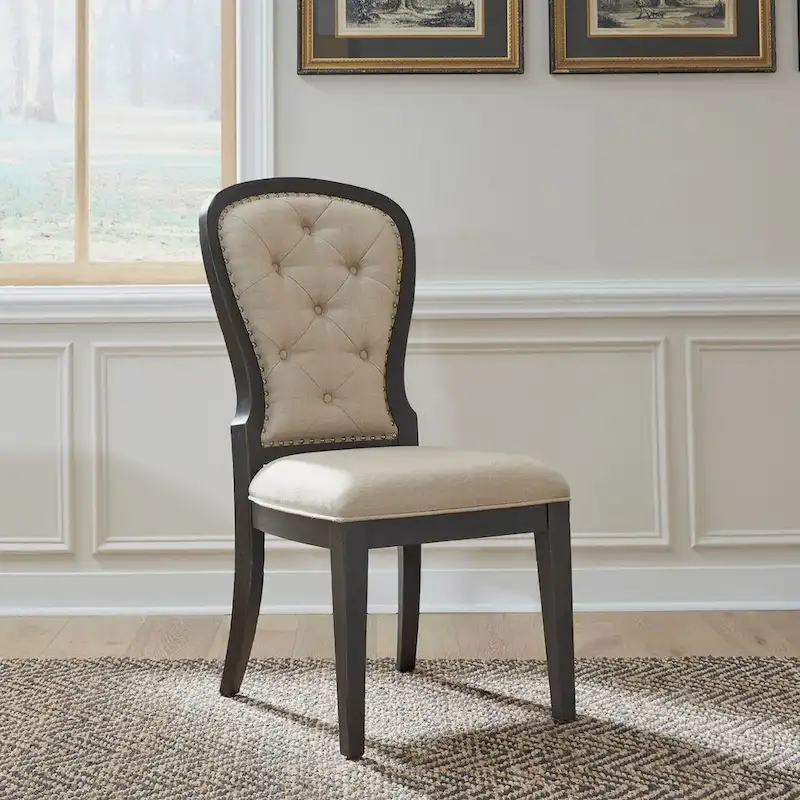 Americana Farmhouse Upholstered Tufted Back Side Chair (Set of 2)