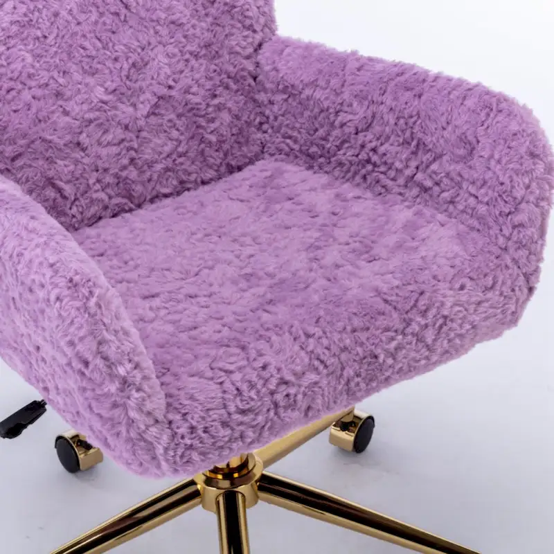 Furniture Office Chair,Artificial rabbit hair Home Office Chair with Golden Metal Base