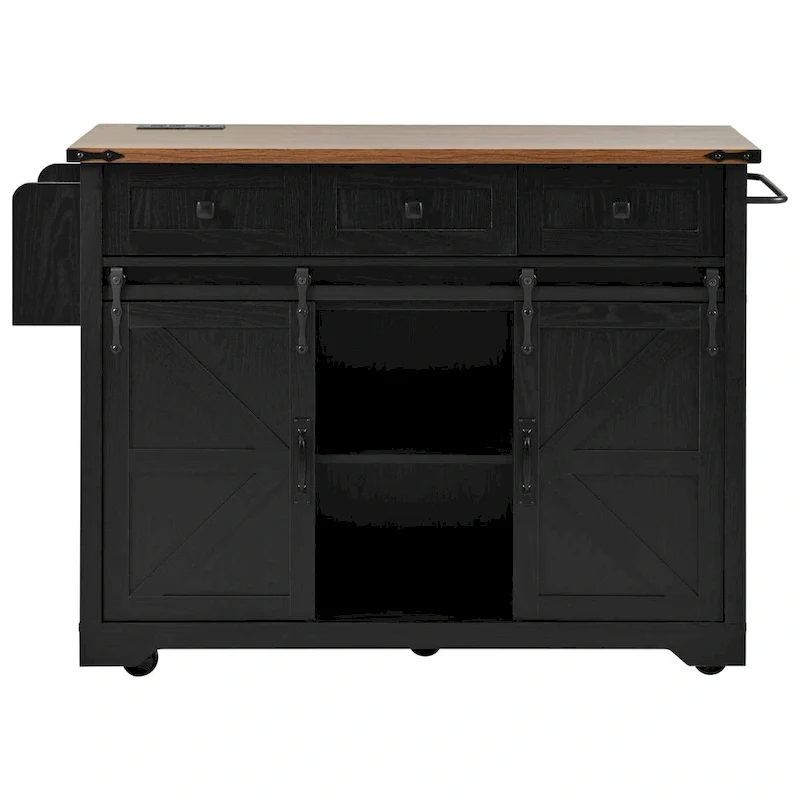Farmhouse Kitchen Island with Power Outlet