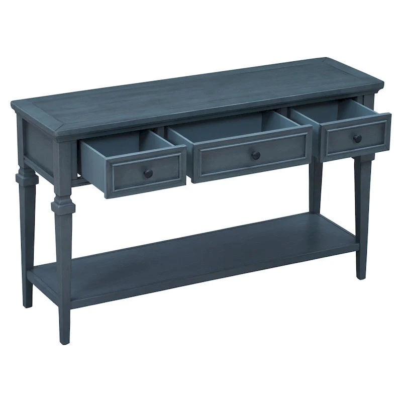 Console Table with 3 Drawers - Distressed Finish