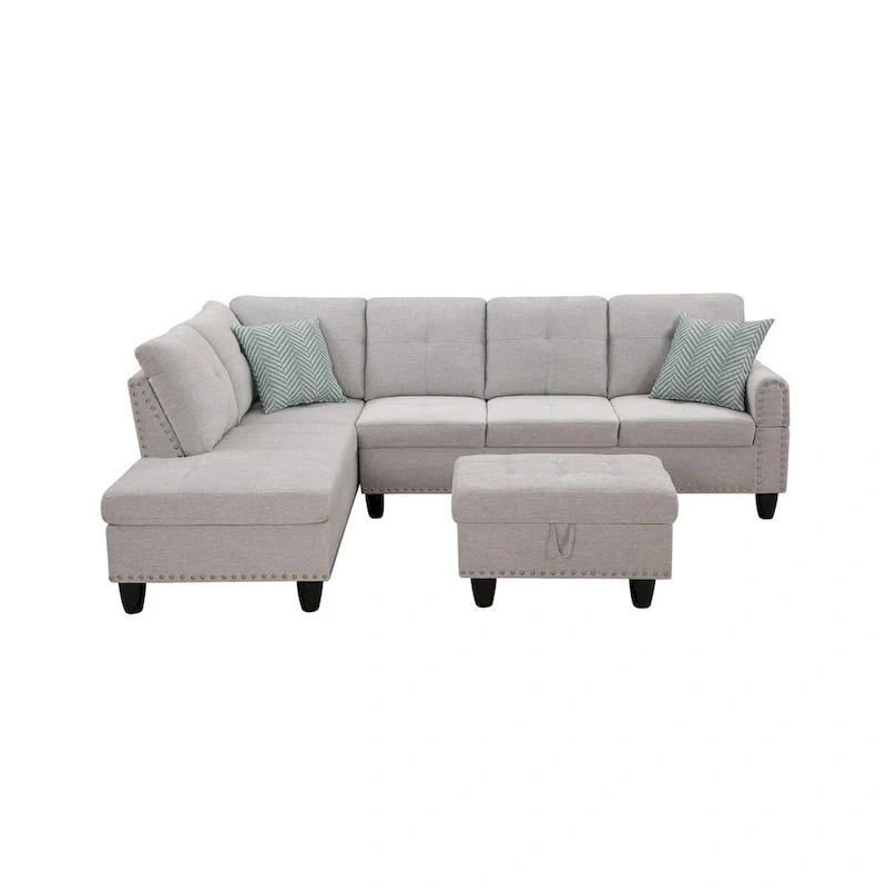Alger 98  Wide Left Hand Facing Sofa & Chaise with Ottoman