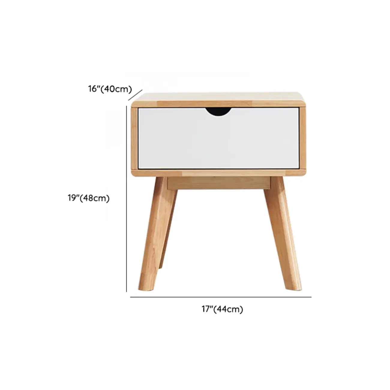 Scandinavian Rubberwood Nightstand with Drawers