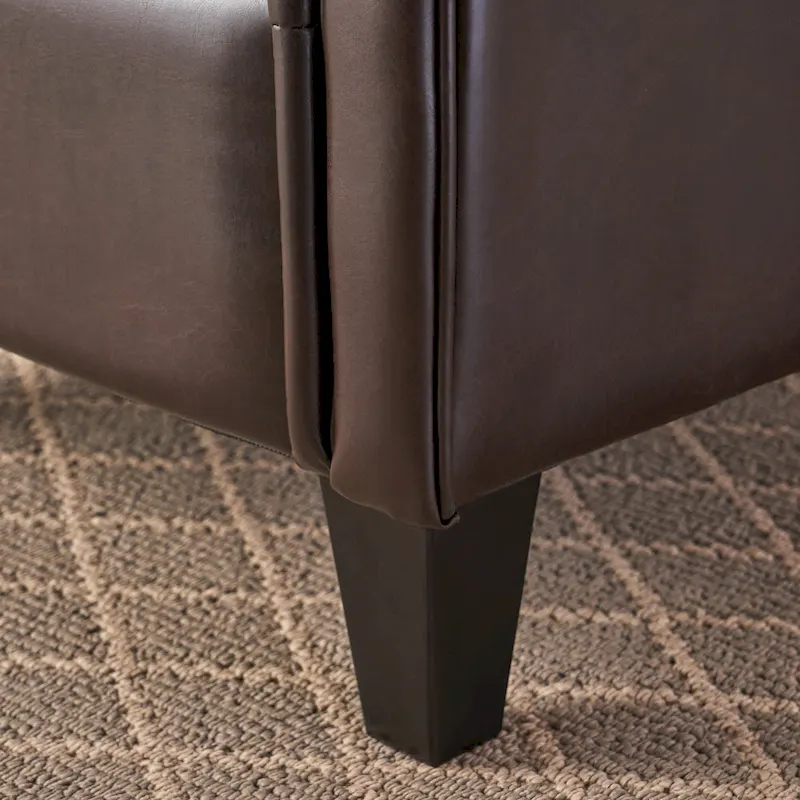 Veronica Tufted Brown Leather Club Chair by Christopher Knight Home