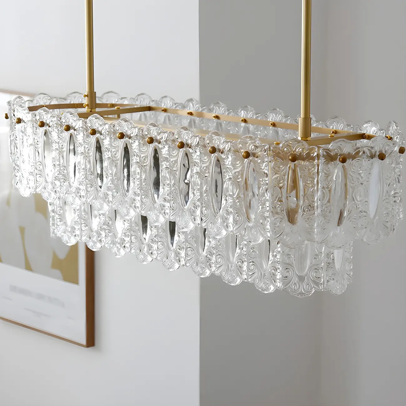 Modern Brass Glass Island Pendant Light Fixture