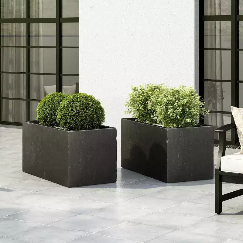 Christopher Knight Home Ella Outdoor Modern Lightweight Concrete Rectangular Planter (Set of 2)
