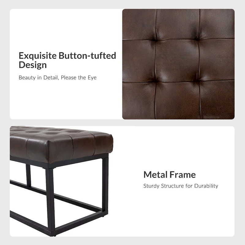 Classic Genuine Leather Bedroom Bench