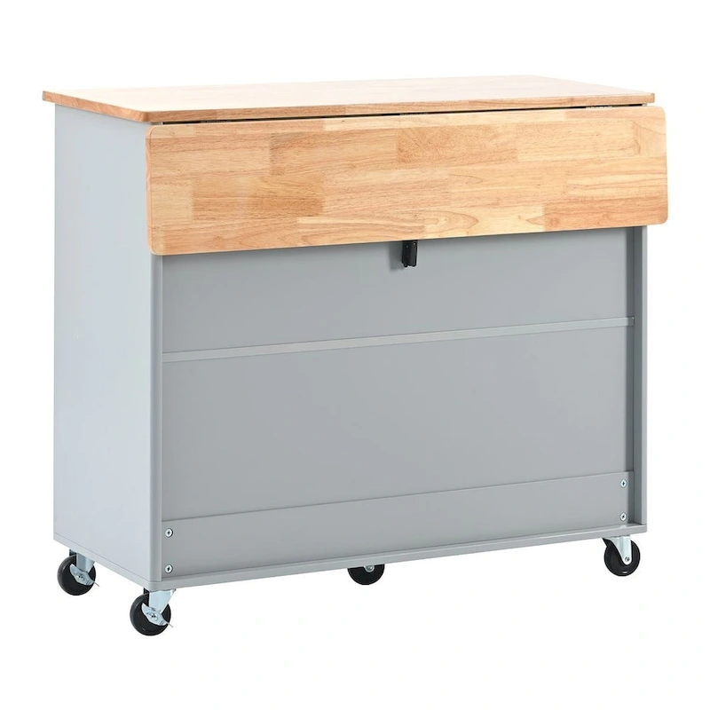 Folding Kitchen Cart with LED Lights