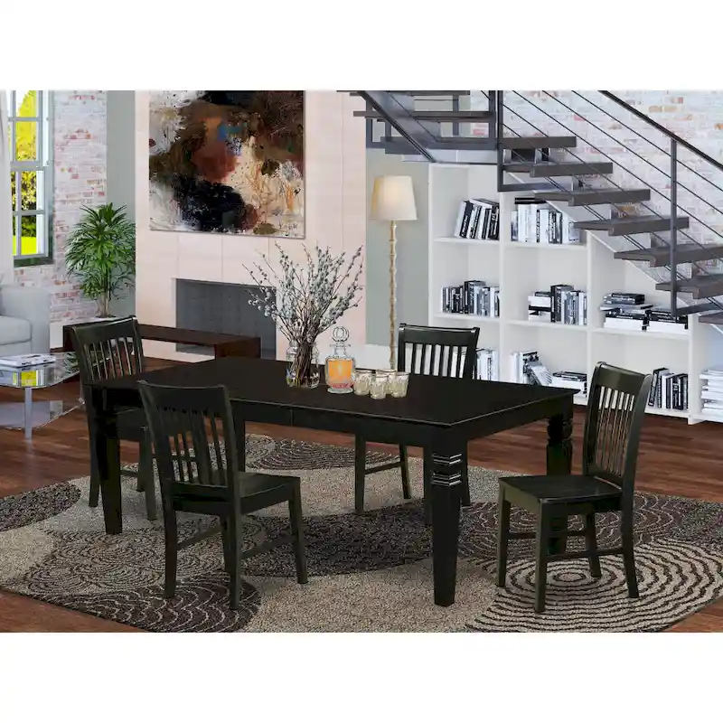 Kitchen Table Set- a Rectangle Dining Room Table and Dining Chairs, Black (Pieces Options)