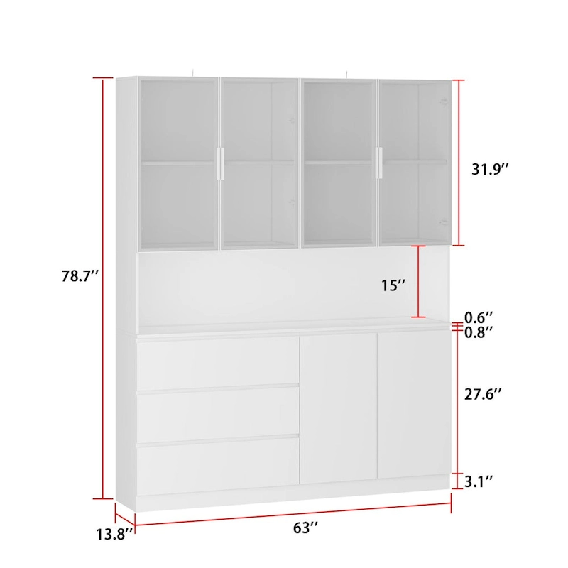 Modular Buffet and Display Cabinet - Modular Design in Pristine White