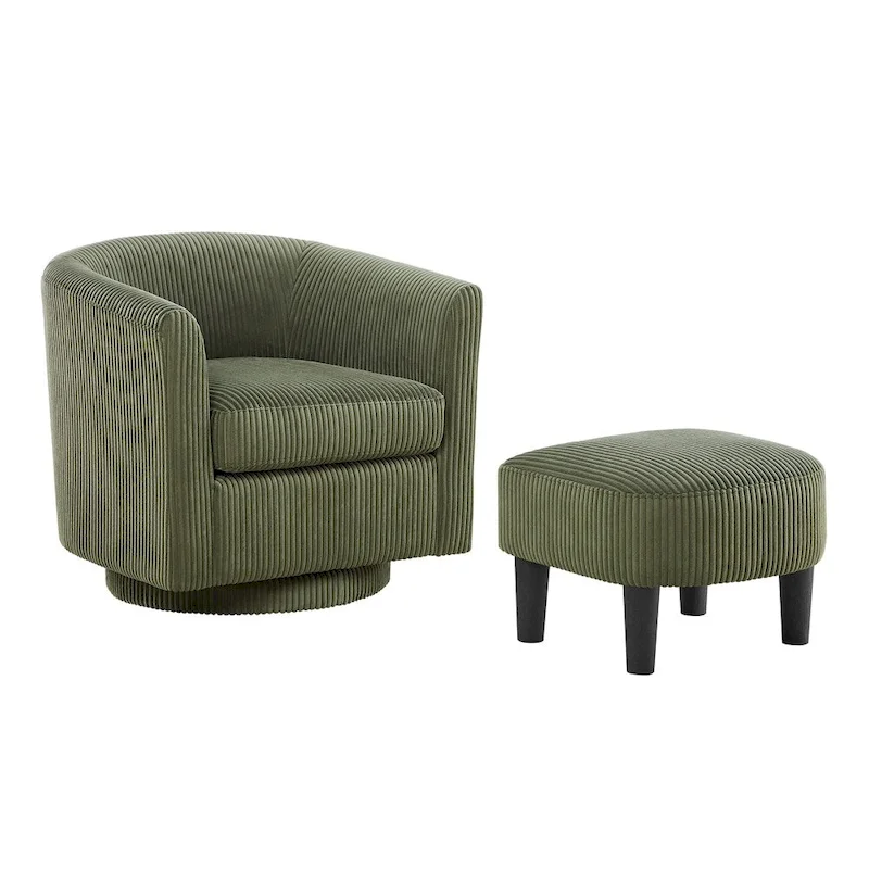 Swivel Accent Single Sofa Chair with Ottoman