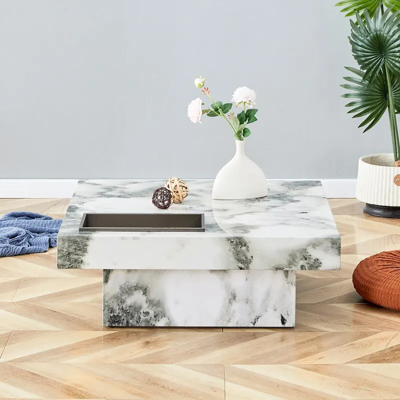 Coffee Table,Imitation Marble Pattern,Made Of Mdf Material,The Fusion Of Elegance And Natural Fashion