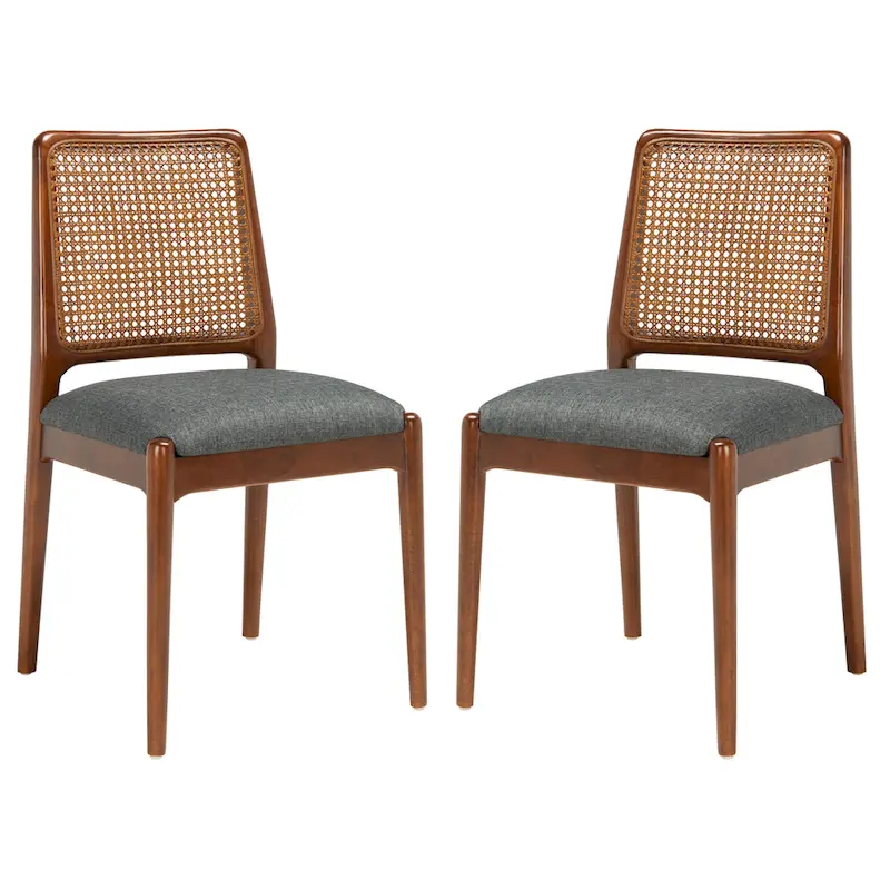 SAFAVIEH Sylva Rattan Cushion Dining Chair (Set of 2) - 19 W x 17.5 L x 32 H - 19Wx18Dx32H