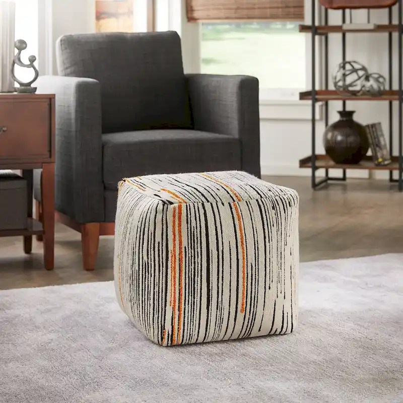 Upholstered Square Pouf Ottoman