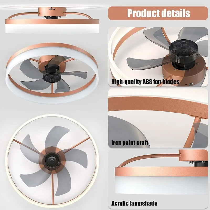 Modern Dimmable LED Recessed Mount Ceiling Fan Light with Remote Control