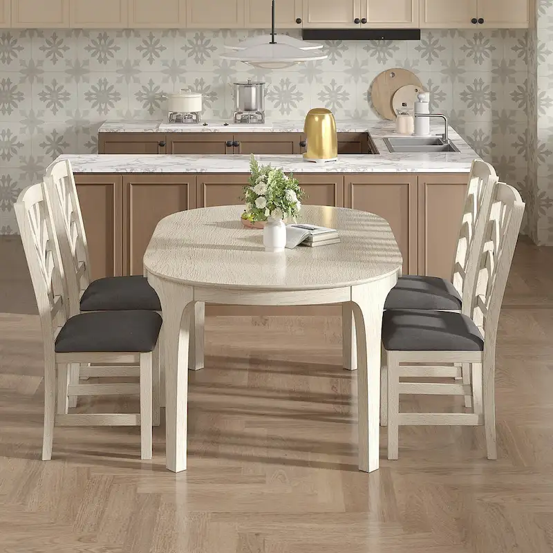 VECELO 5/7 Piece Dining Table Set Consist of an Oval Dining Room Table