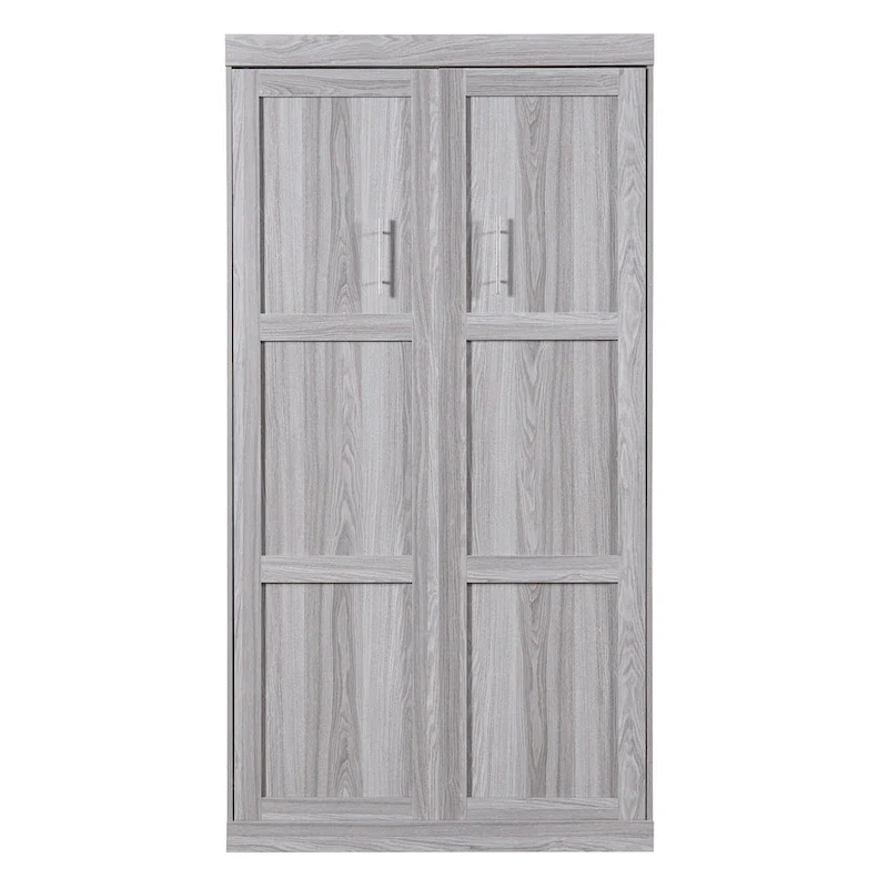 Gray Fold-Down Murphy Bed with Integrated Cabinet – Modern Style, Twin / Full, Sleeps 1