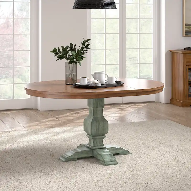 Ronda Two-Tone Oval Solid Wood Top Extending Dining Table