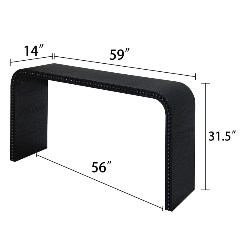 59 Entryway Table, Curved Waterfall-style Table,Console Table with Wood Beads