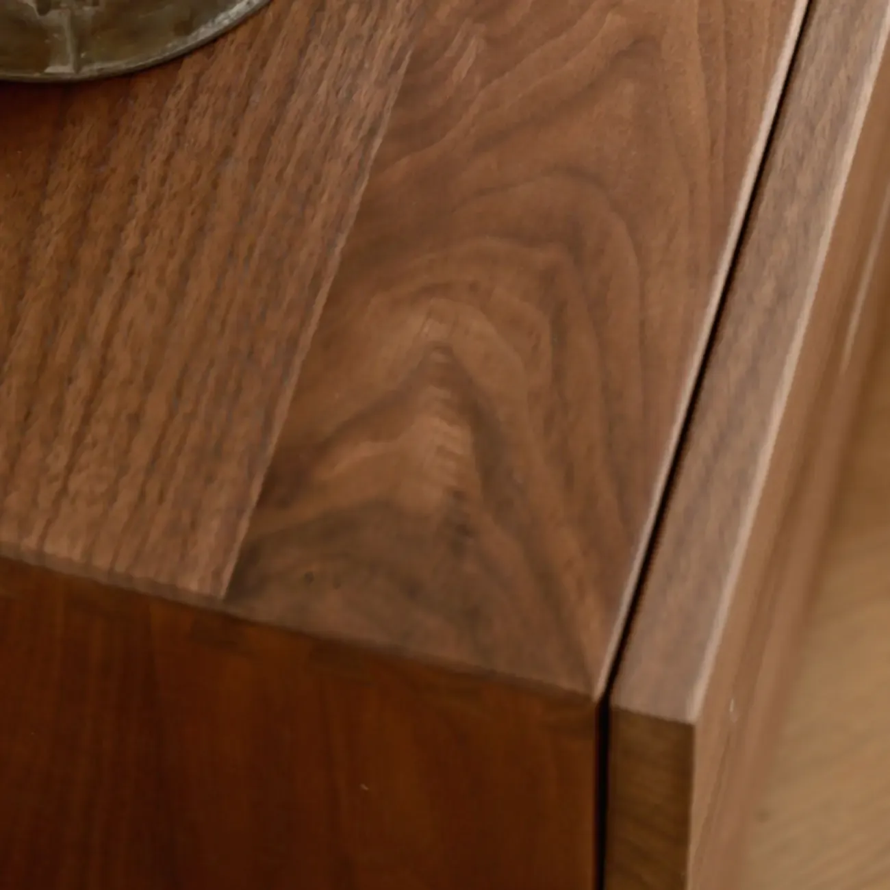 Scandinavian Brown Wood Bedside Table with 2 Drawer