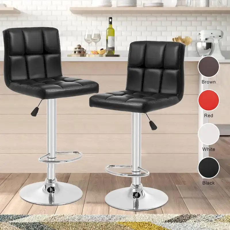 Furniture of America Orson Modern PU Leather Adjustable Height Swivel Bar Stools (Set of 2)
