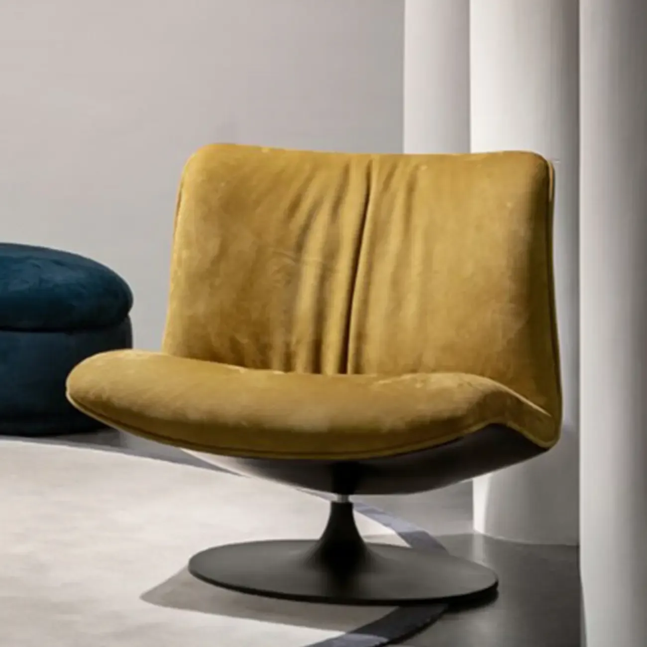 Swivel High-Back Tech Cloth Armless Accent Chair