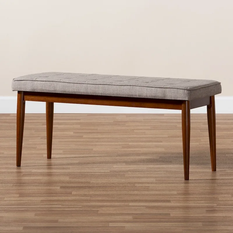Mid-Century Modern Fabric Upholstered Dining Bench
