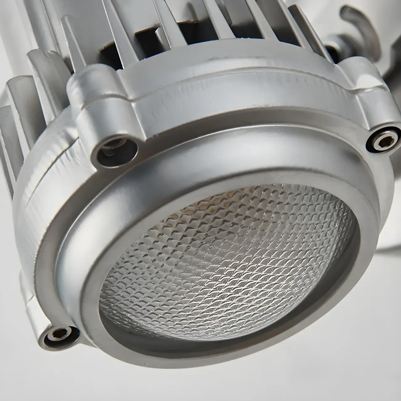 Industrial Metal Silver Prismatic Glass Swing Arm Wall Light