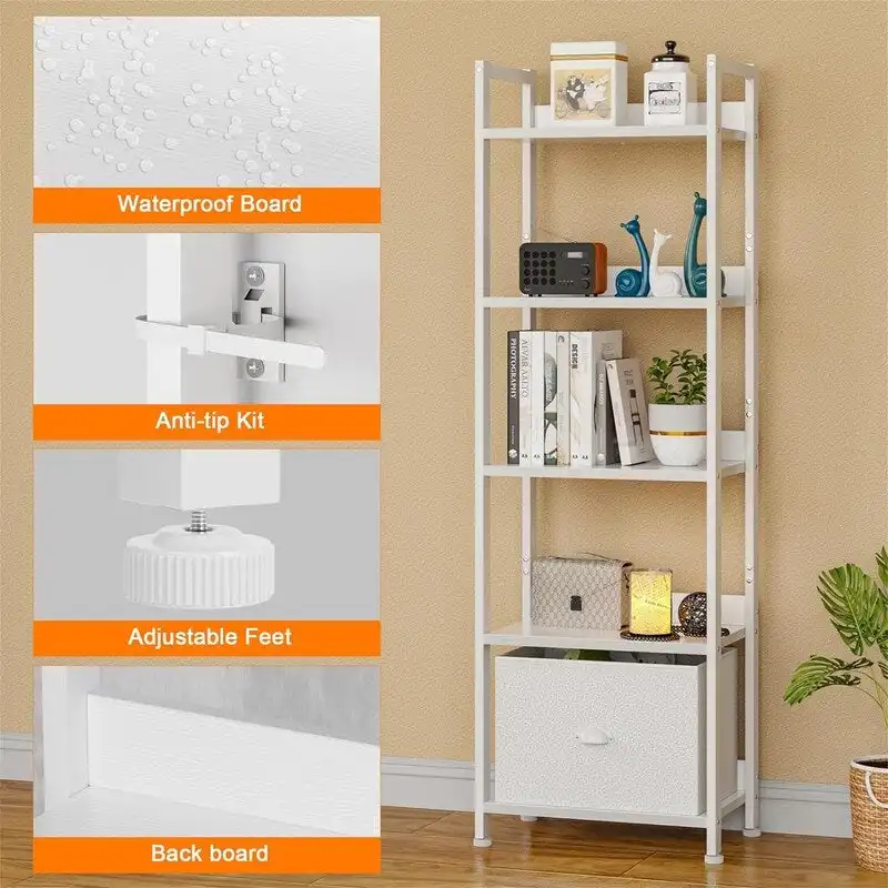 5 Tier Bookshelf with Drawer