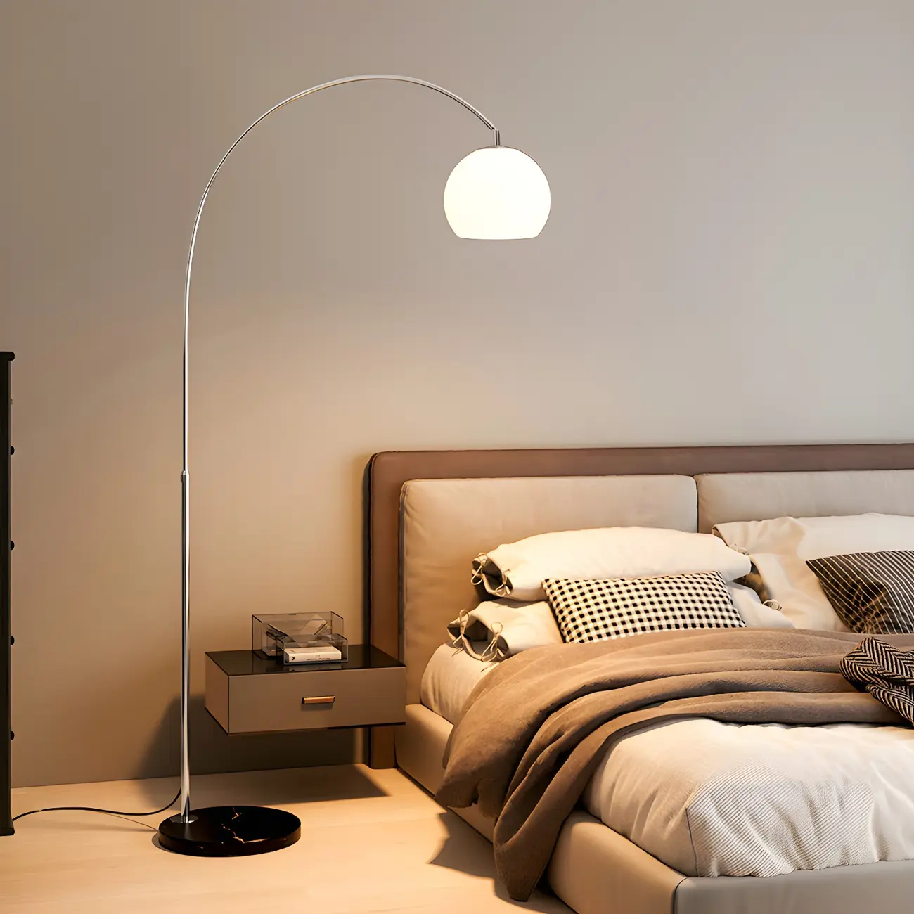 Nordic Glass Dome Arched Steel Floor Lamp