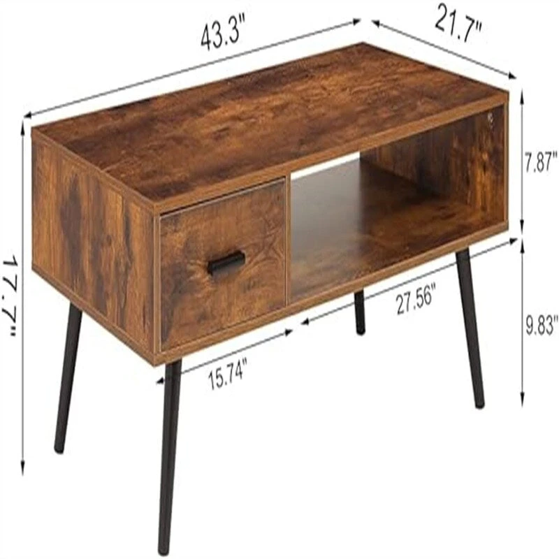 A coffee table with drawers