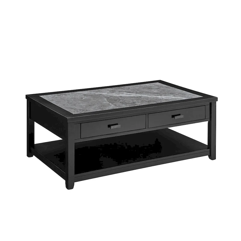 Ebony Marble-Top Coffee Table with Casters