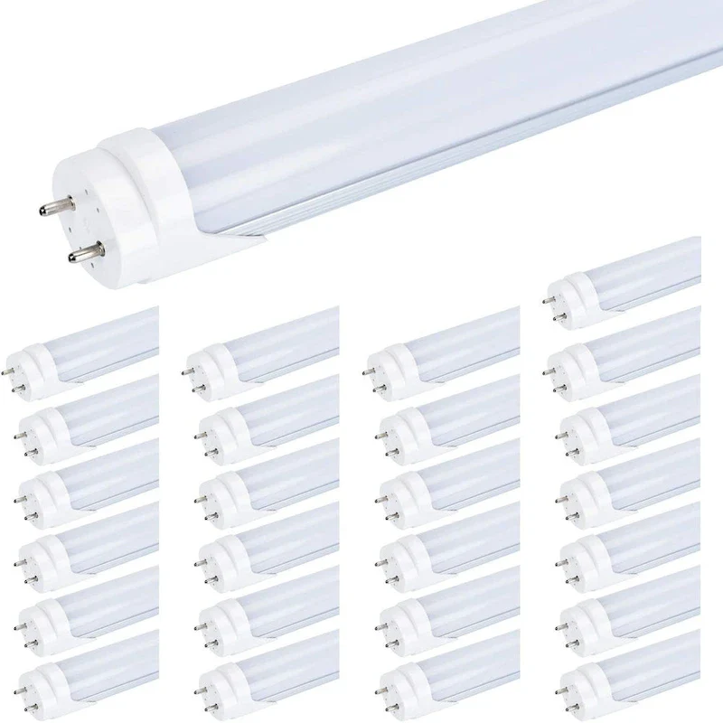 5FT T8 LED Tube Light, Type A Plug& Play, Type B Ballast Bypass Double Ended, 26W=65W, 3000LM, 5000K, Frosted, 25 Pack