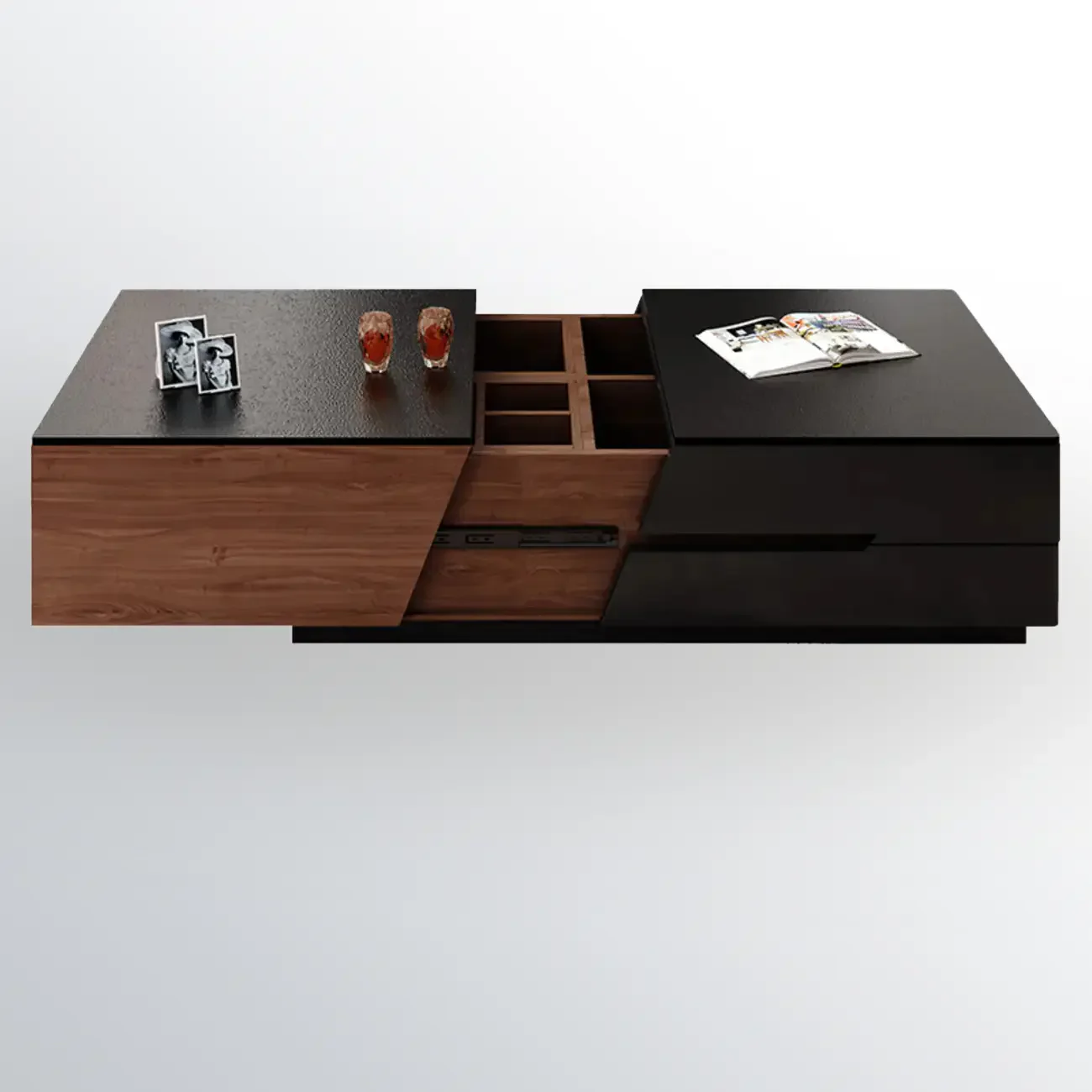 Modern Wood Lift-Top Coffee Table Cabinet, Rectangular Design