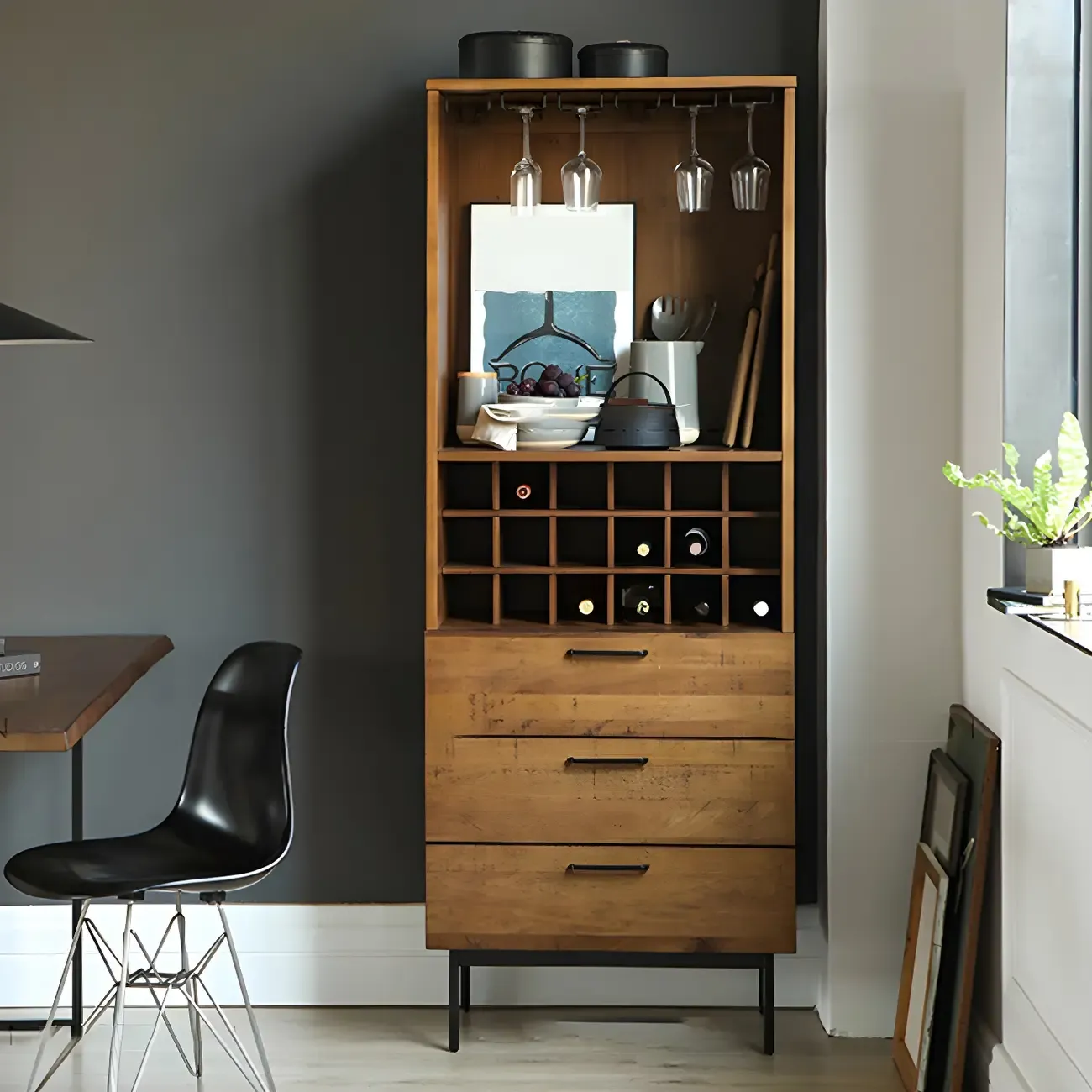 Stackable Rustic Medium Wood Wine Rack Over 25 Bottles