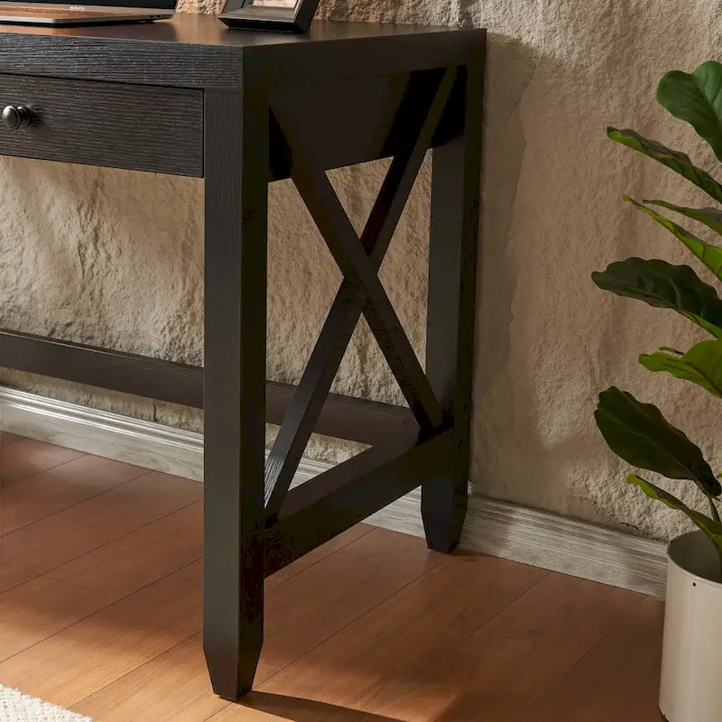Charming Home Office Desk with Two Drawers and X-Brace Leg Frame