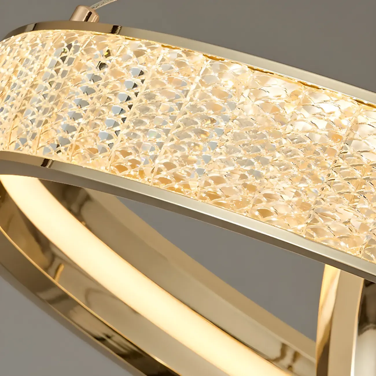 Luxury Gold Ring Crystal Elegant LED Chandelier