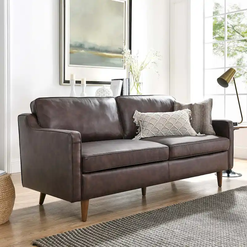 Mid-century Modern Top-grain Leather Sofa