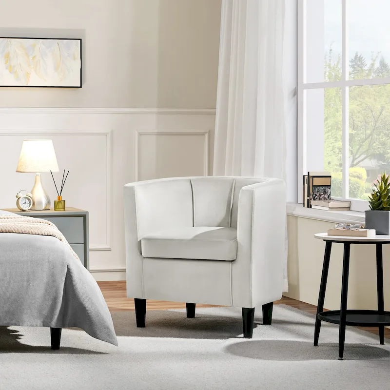 Modern Barrel-shaped Chair Upholstered Velvet Club Chair