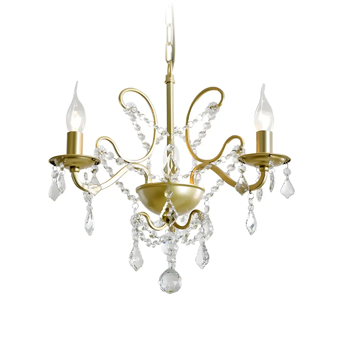Gold Crystal Curved Metal Elegant Chandelier Light