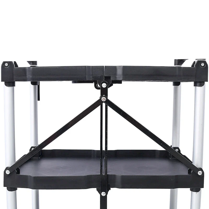 3-Tier Folding Collapsible Service Cart, 50 Lb Load Capacity per Shelf - 25.6Lx15.4Wx32.7H