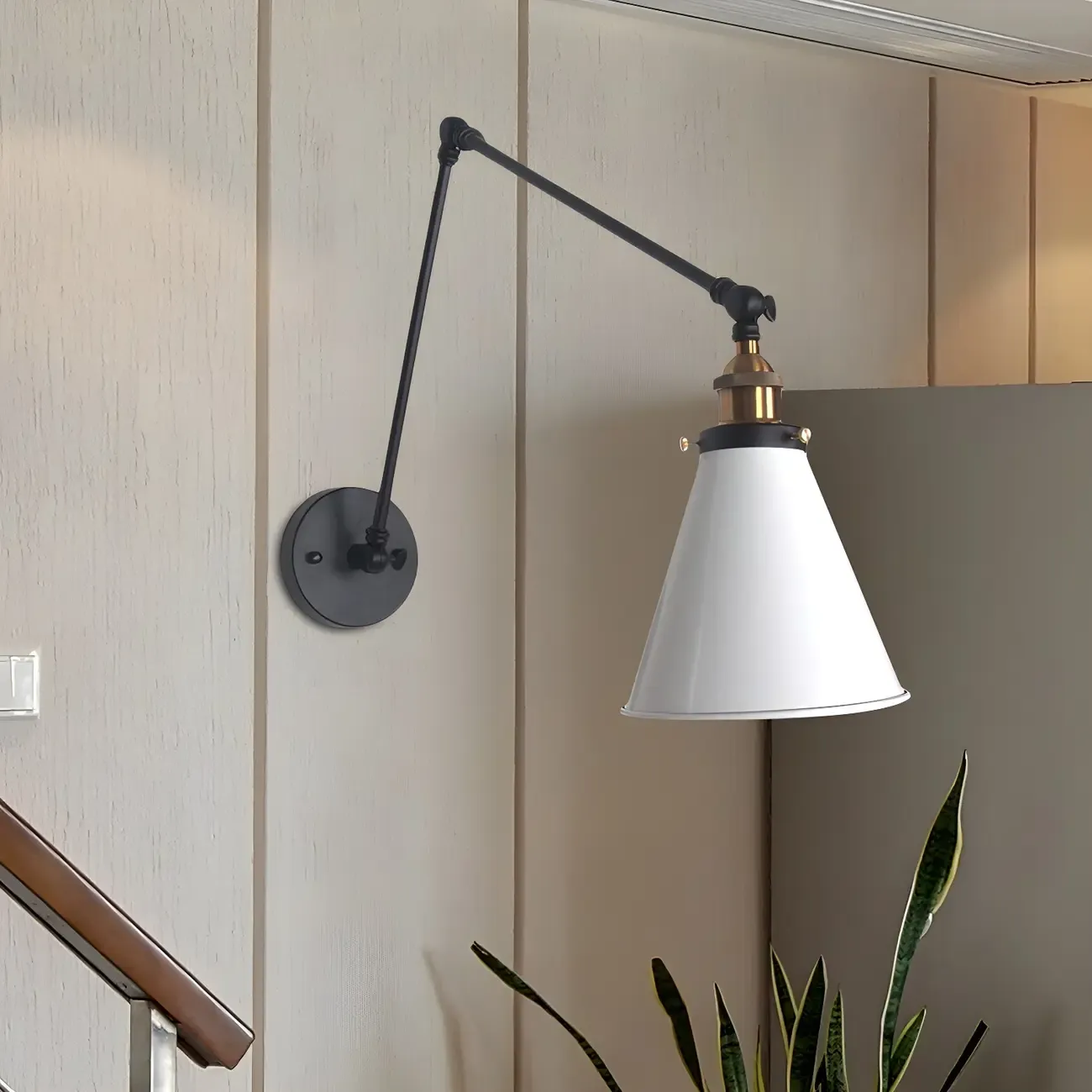 Modern Metal Tapered Swing Arm Wall Light