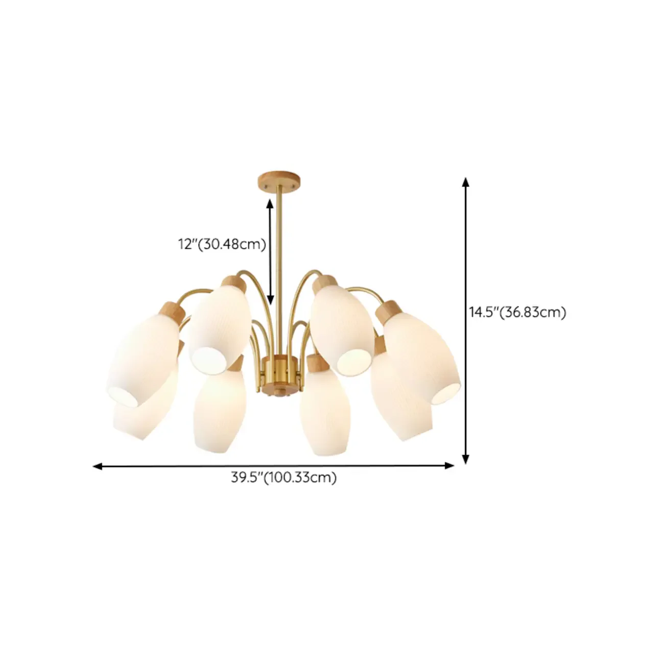 Modern Adjustable White Chandelier with Glass Shades