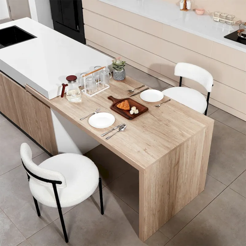 Upholstered Modern Mid Century Round Dining Chairs - Set of 2