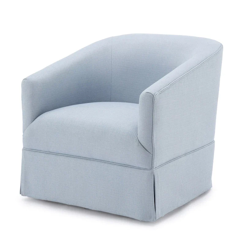 Skirted Fabric Swivel Accent Chair - Linen/Sky Blue - Single Seat