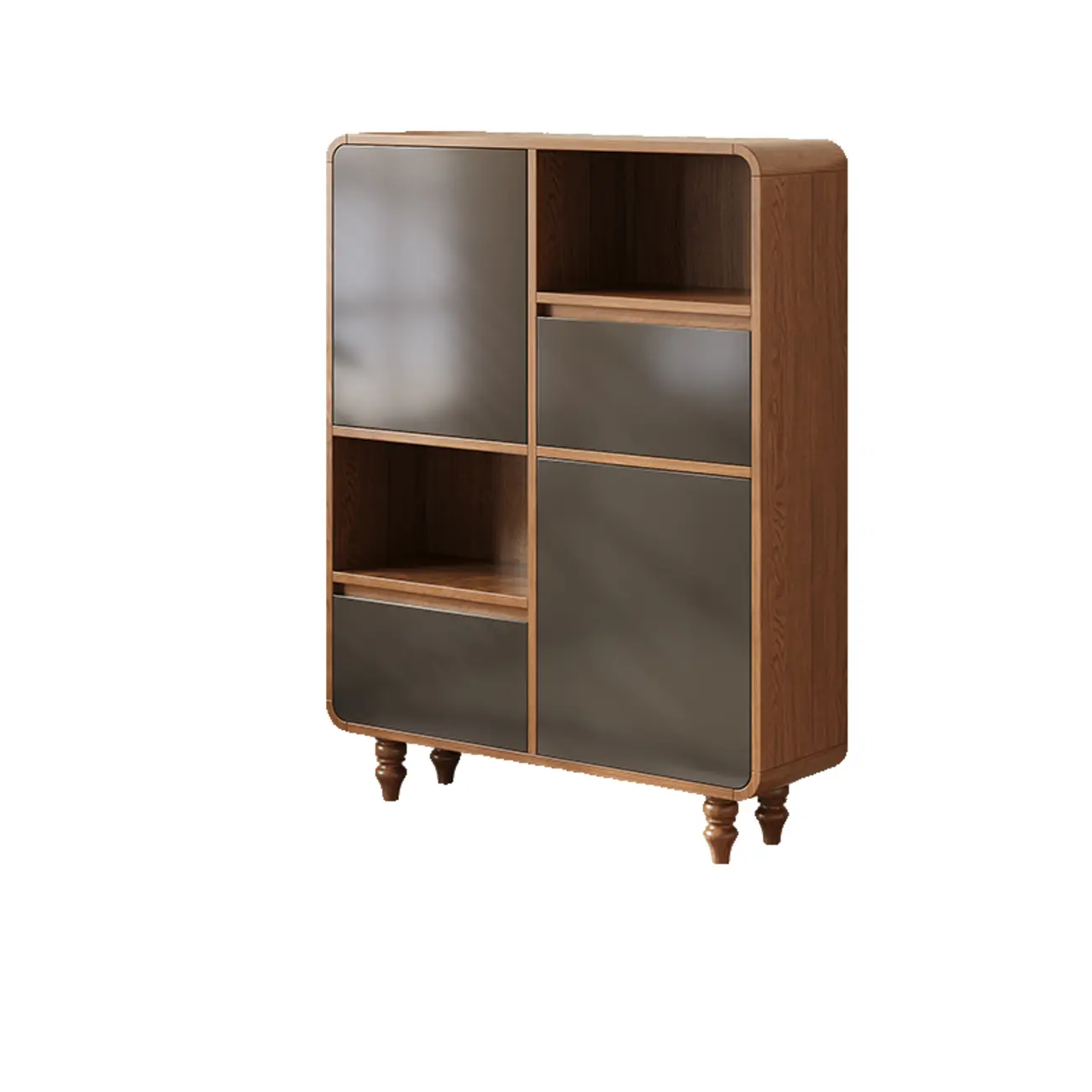 Mid-Century Modern Wooden Vertical Display Bookcase