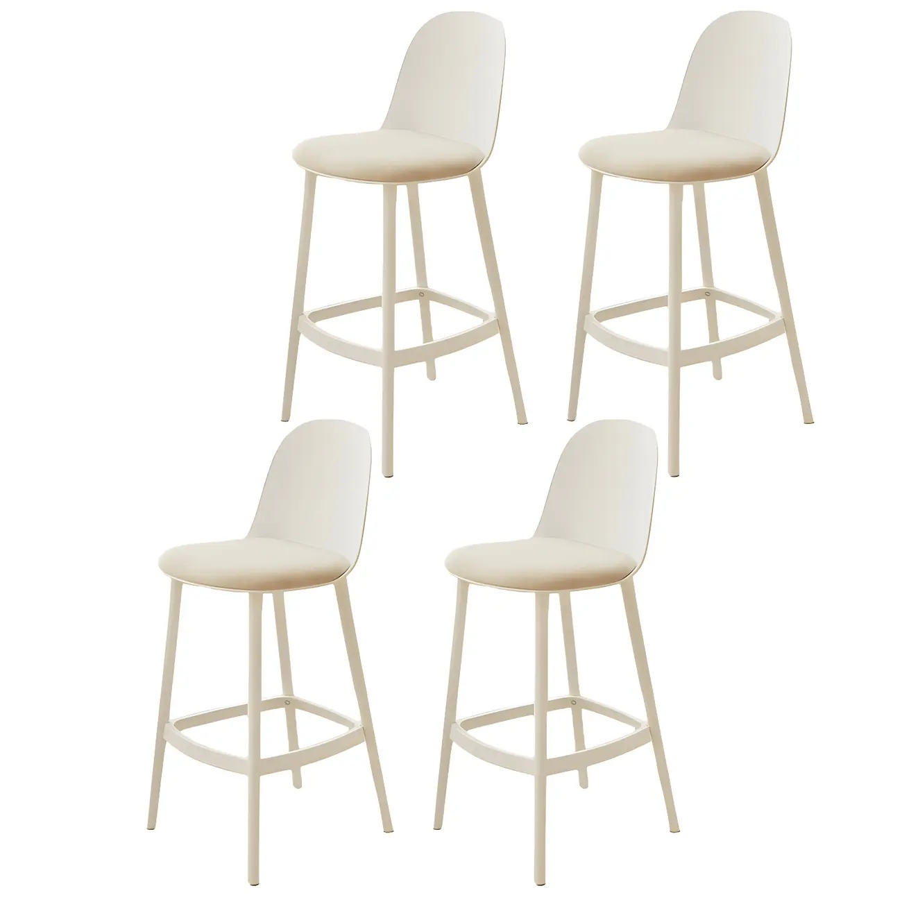 Modern Plastic Upholstered Bar Stool with Footrest