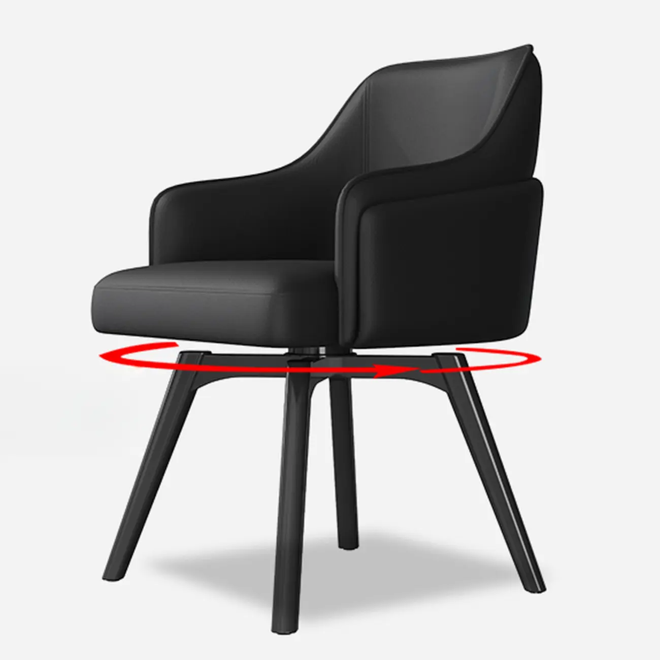 Modern Faux Leather Swivel Arm Dining Chair with Solid Back