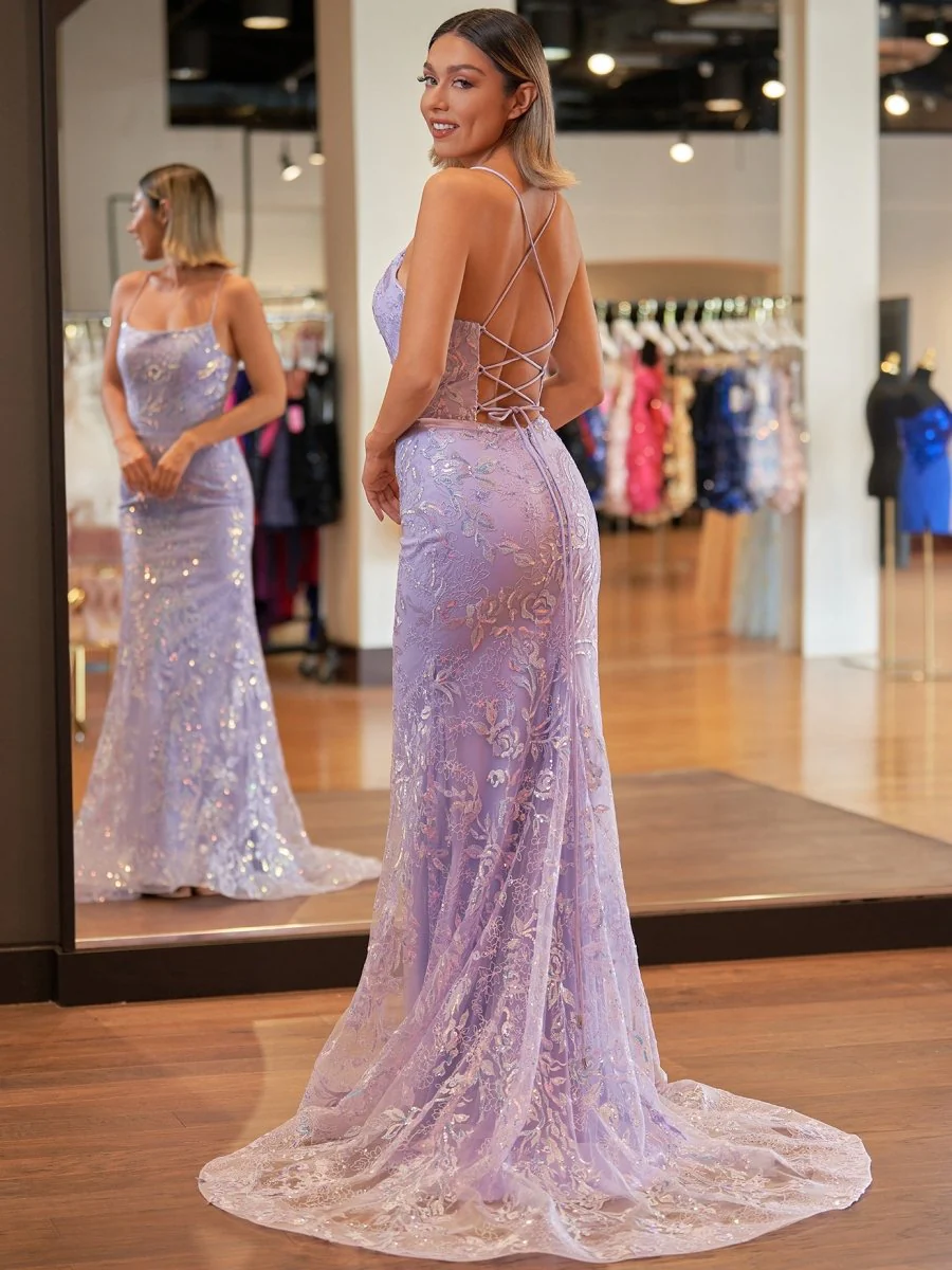 Mermaid Scoop Lace Long Prom Dress